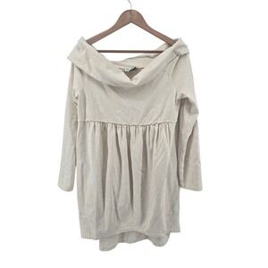 Saturday Sunday Tunic Womens Small Cream Off Shoulder Babydoll Empire Waist Boho